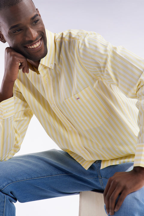 Straight-fit striped ivory cotton shirt - Image 3