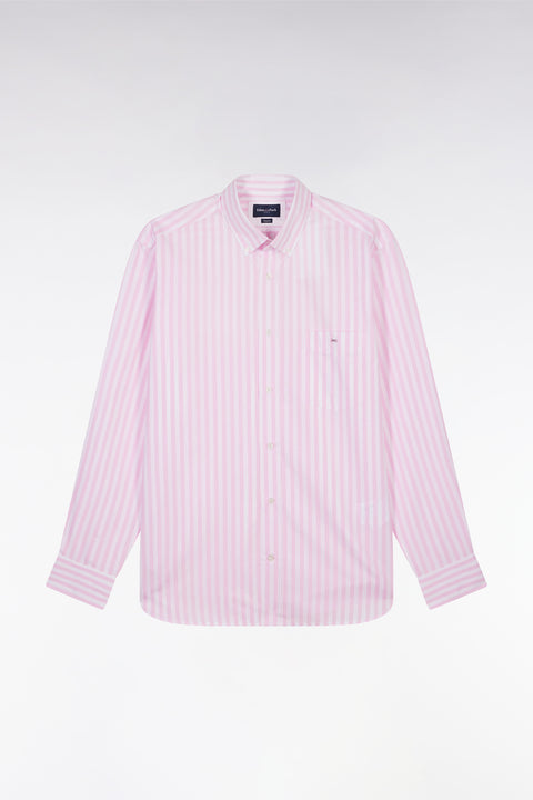 Straight-fit striped pink cotton shirt - Image 2