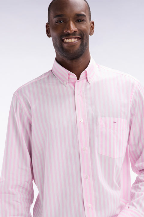 Straight-fit striped pink cotton shirt - Image 3