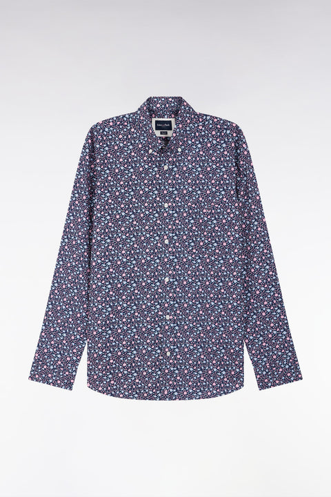 Chemise à micromotifs en coton marine coupe droite - Image 2