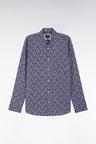 Chemise à micromotifs en coton marine coupe droite