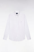 Chemise en twill de coton blanc unie coupe droite