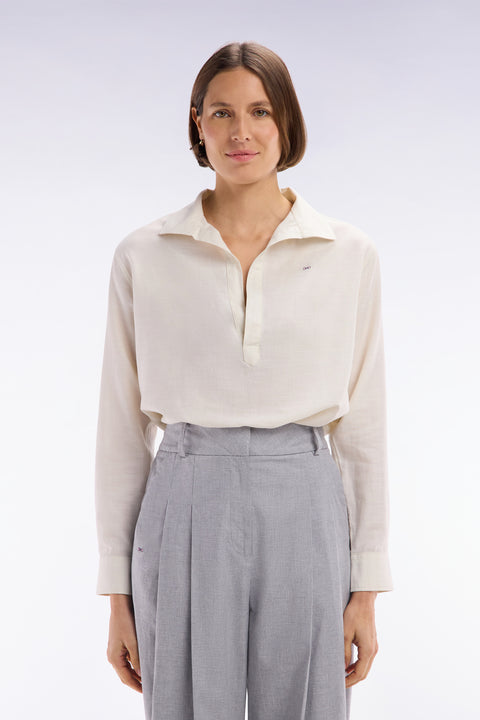Relaxed-fit ecru cotton shirt - Image 3