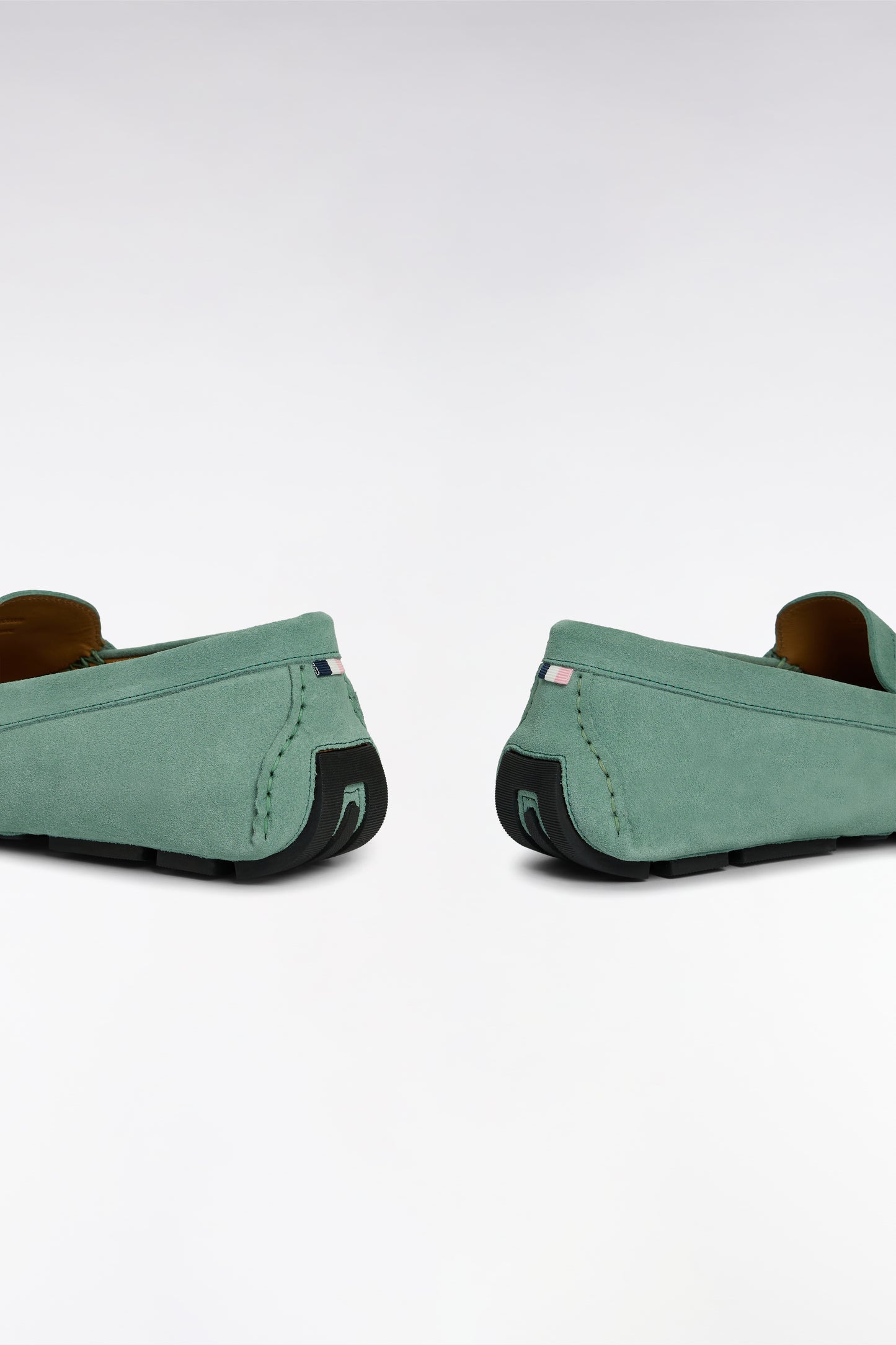 Green suede leather loafers