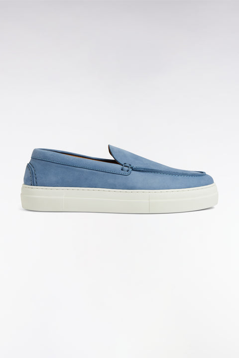 Mocassins à semelles sneakers en cuir suédé gris - Image 1