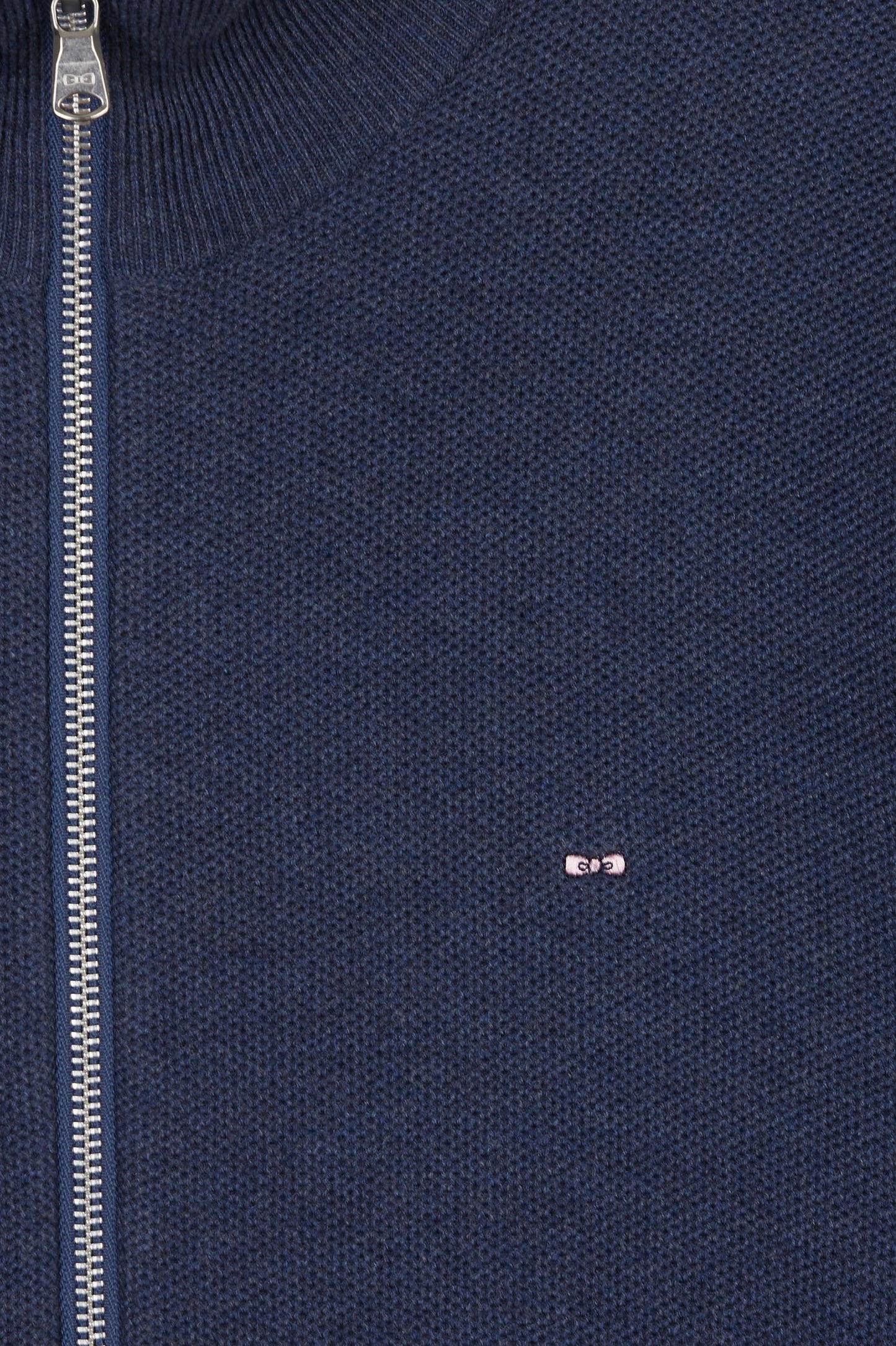 Straight-fit zipped navy honeycomb cotton cardigan