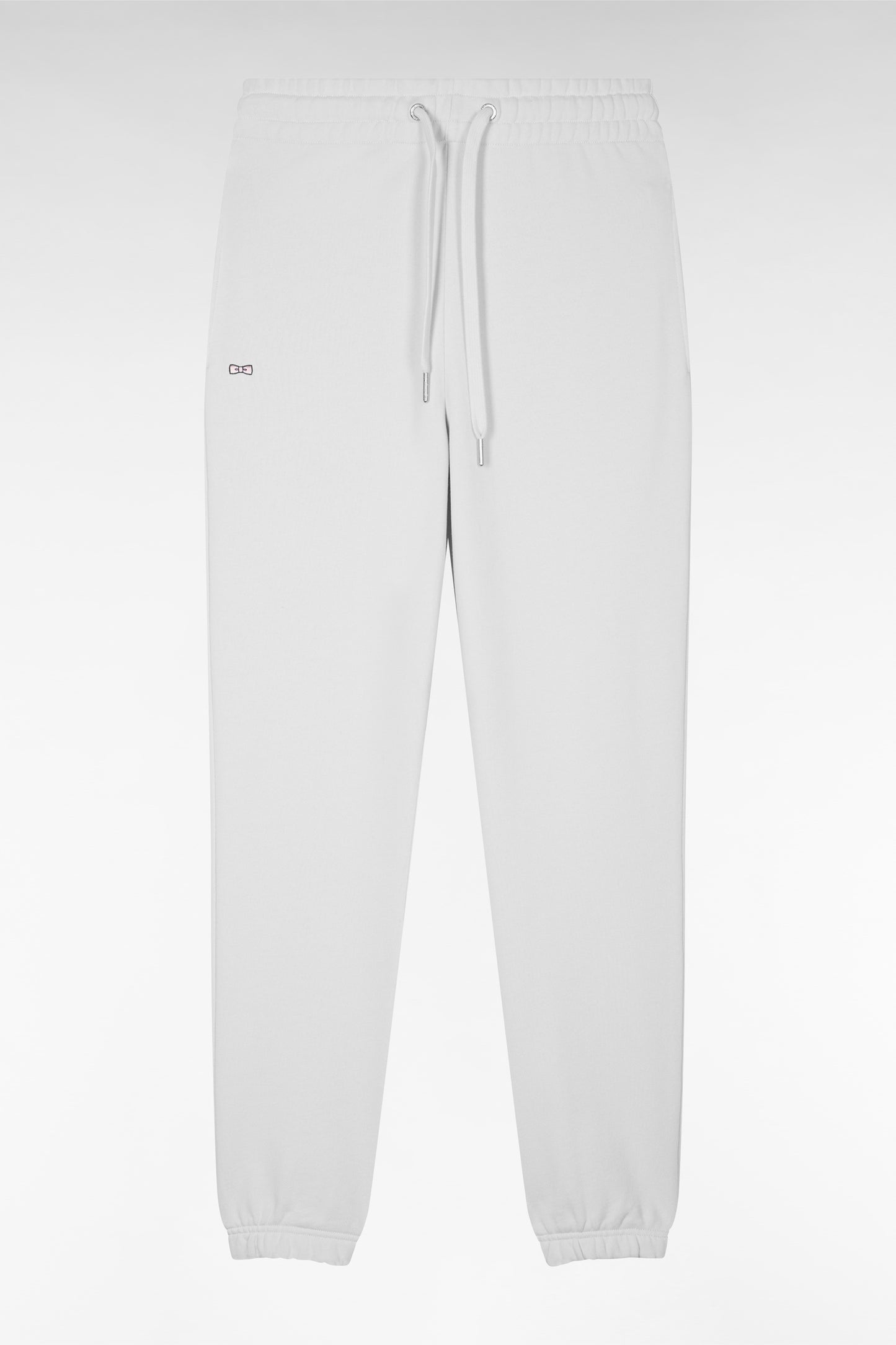 Jogging en molleton coton blanc coupe droite