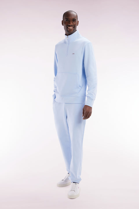 Sky blue straight-cut cotton fleece jogging - Image 3