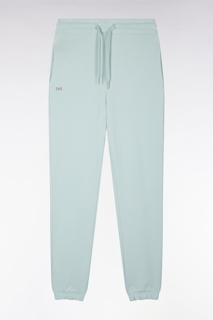 Short jogging en molleton coton vert d'eau coupe droite