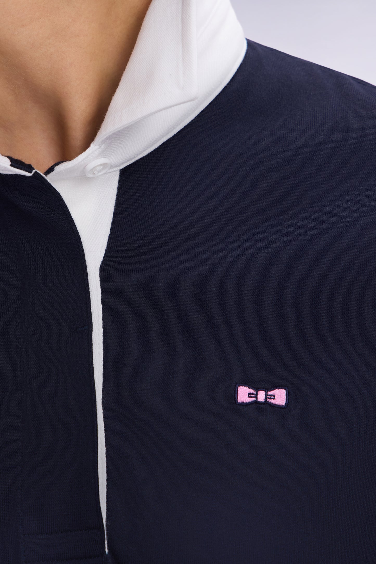 Maillot à manches courtes en coton Pima marine coupe décontractée