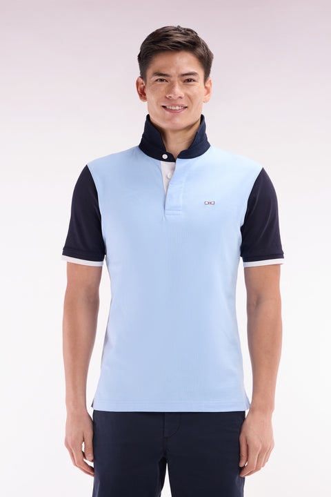 Maillot à manches courtes en coton marine et ciel broderie dos coupe droite - Image 1