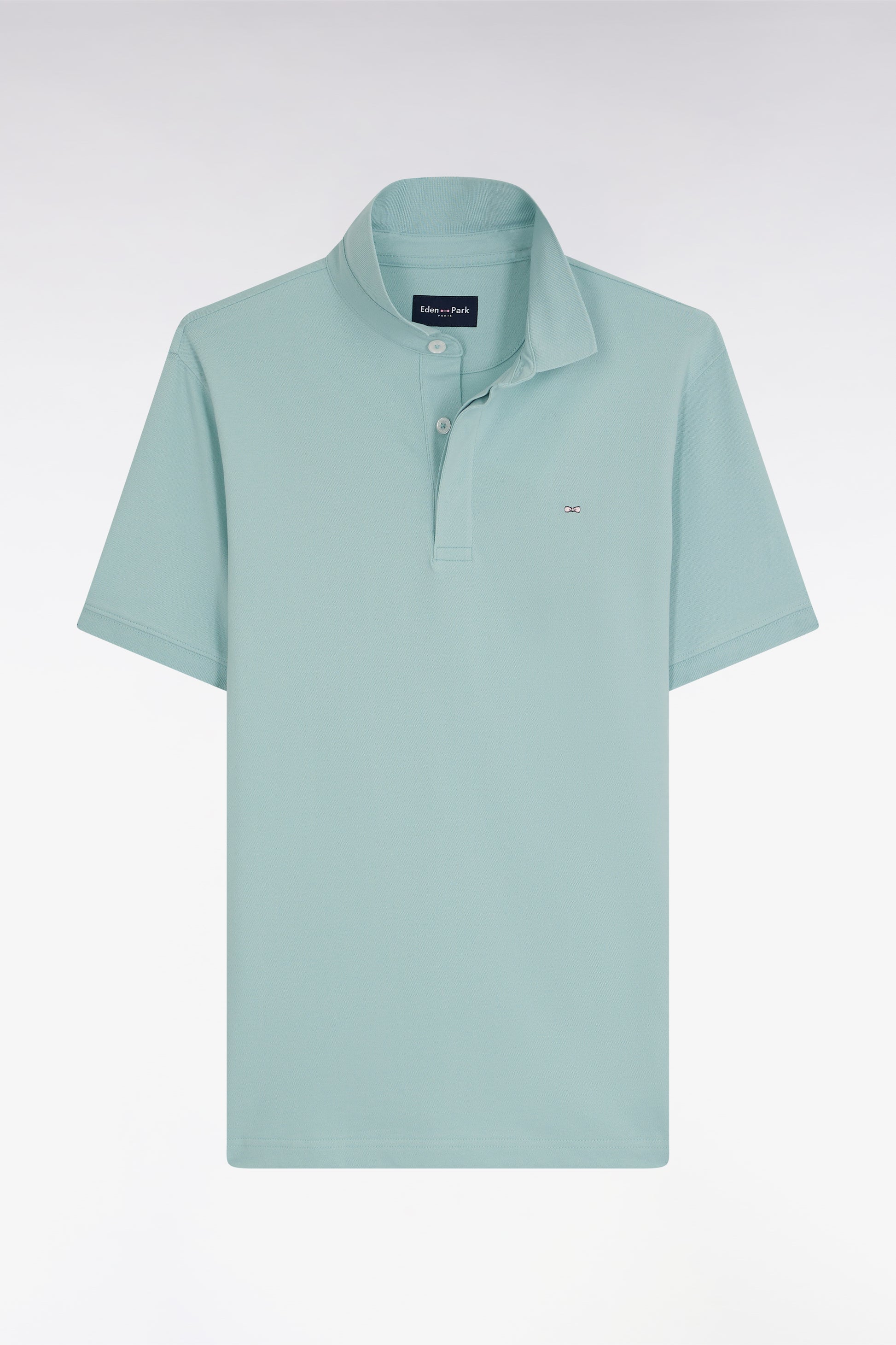 Polo à manches courtes en piqué coton stretch vert d'eau coupe ajustée