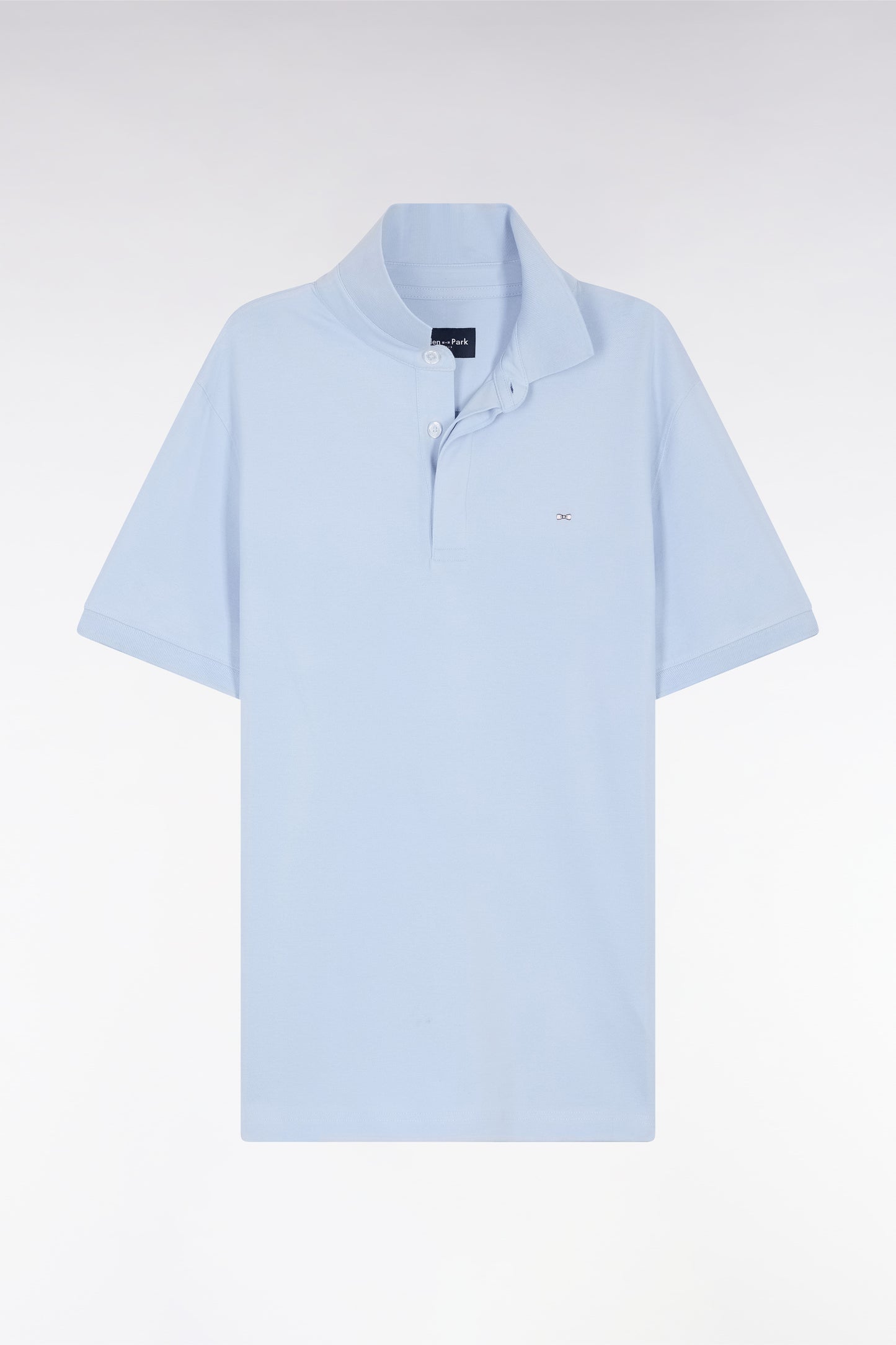 Polo à manches courtes en piqué coton stretch bleu clair coupe ajustée