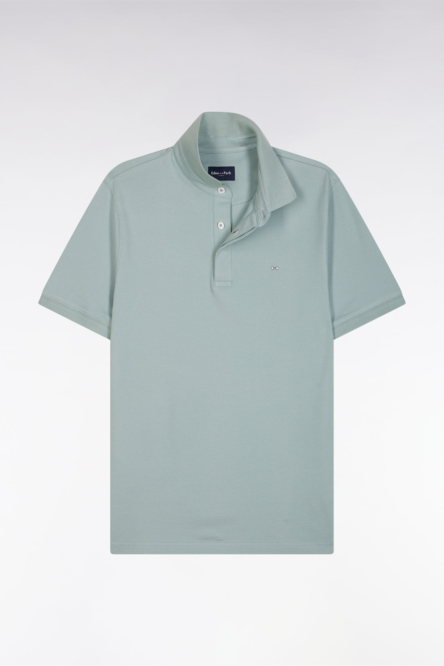 Polo à manches courtes en coton stretch gris moyen coupe ajustée