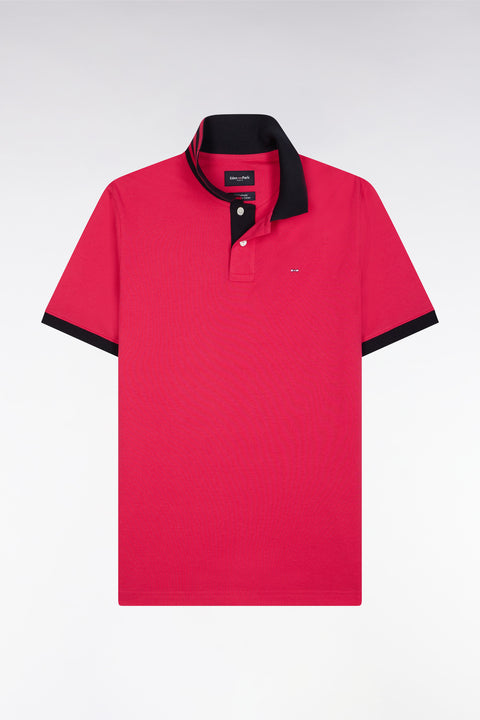 Polo à manches courtes en piqué de coton Pima fuchsia dessous de col cerclé coupe droite - Image 2