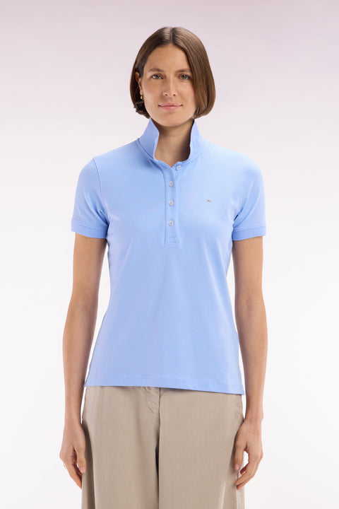 Polo à manches courtes en piqué de coton stretch ciel coupe ajustée - Image 3
