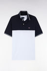 Straight-fit short-sleeved polo shirt in white cotton piqué with jacquard collar