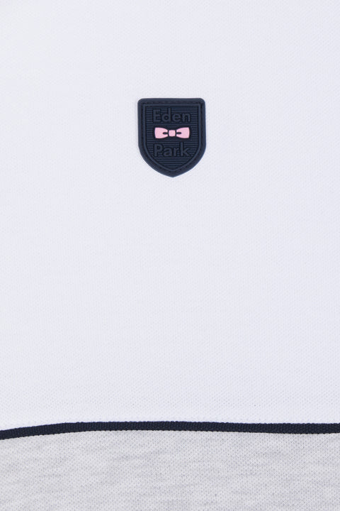Polo à manches courtes en coton stretch bicolore gris coupe ajustée - Image 3