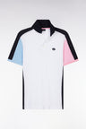 Straight-cut white colorblock short-sleeved cotton polo shirt