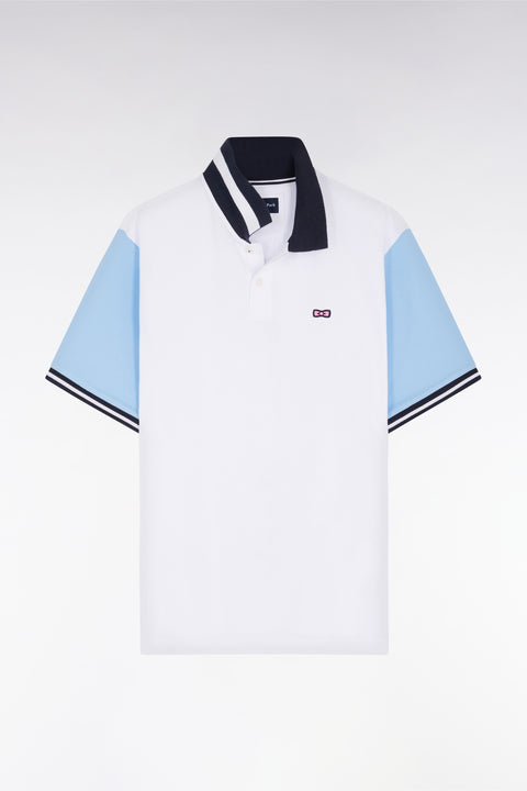 Polo à manches courtes en coton blanc jacquard dos Eden Park coupe décontractée - Image 1