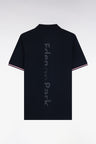 Polo à manches courtes en coton marine jacquard dos Eden Park coupe décontractée
