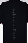 Relaxed-fit short-sleeved navy cotton piqué polo shirt with Eden Park back jacquard lettering