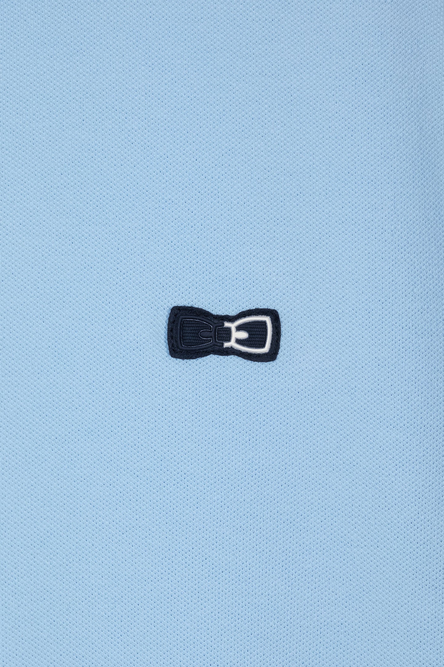 Slim-fit short-sleeved zip-up polo shirt in sky blue stretch cotton