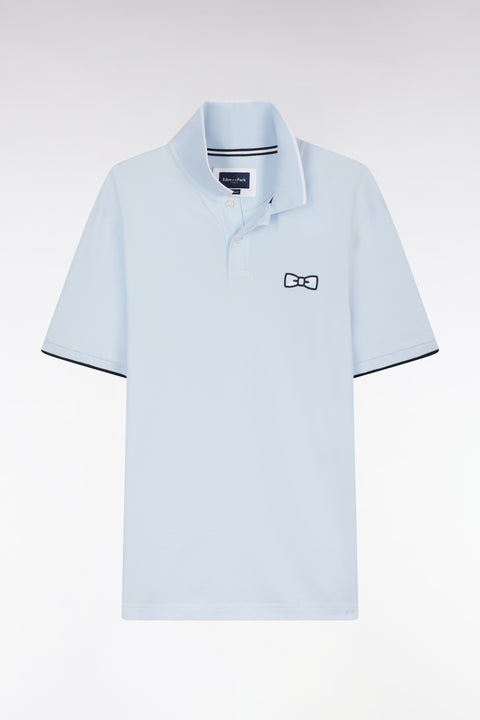 Polo à manches courtes en coton ciel broderie ton sur ton coupe décontractée - Image 2