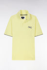 Relaxed-fit short-sleeved polo shirt in yellow cotton with tone-on-tone embroidery