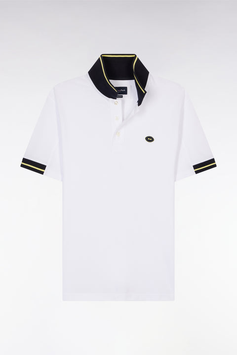 Polo à manches courtes en coton jaune détails colorés coupe décontractée - Image 2