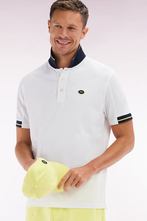Polo à manches courtes en coton jaune détails colorés coupe décontractée - Image 3