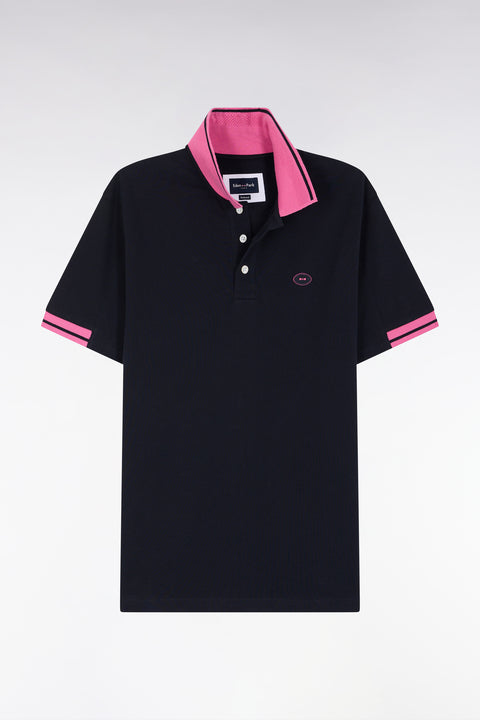 Polo à manches courtes en coton rose détails colorés coupe décontractée - Image 2