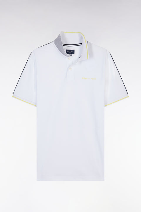 Polo à manches courtes uni en coton blanc inscription Eden Park coupe décontractée - Image 2