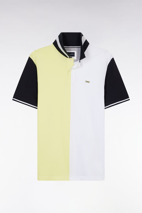 Polo à manches courtes en coton bicolore jaune et blanc coupe décontractée - Image 2