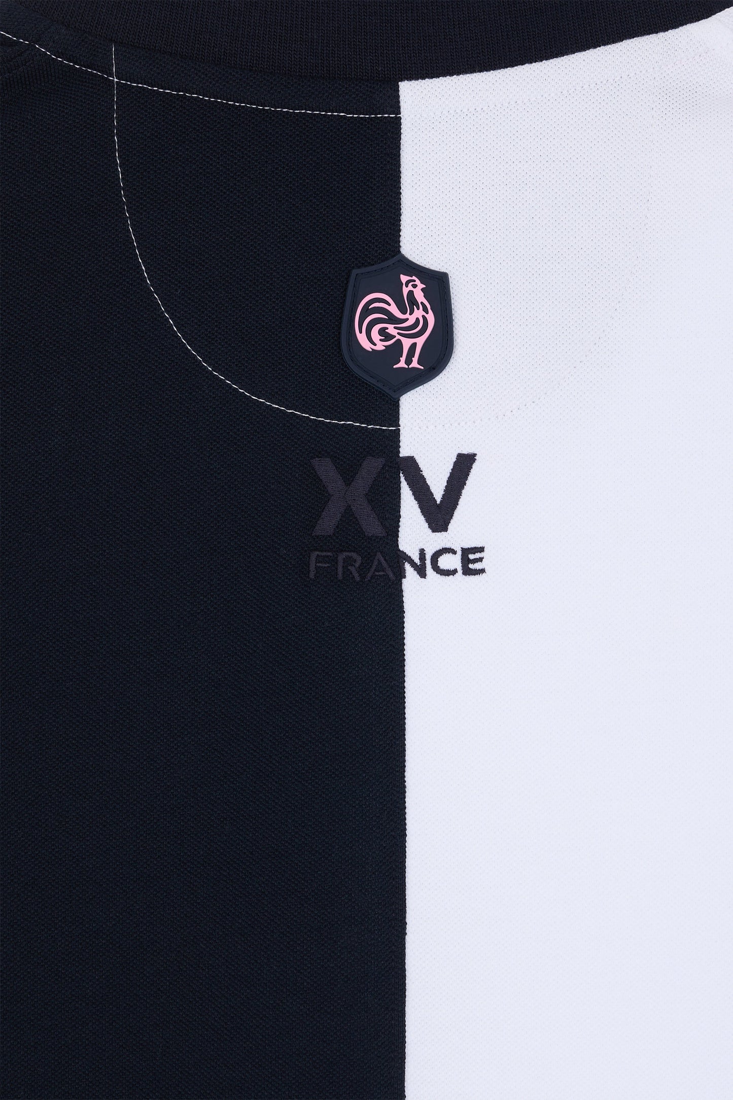 Straight-fit short-sleeved polo shirt in two-tone white and navy cotton