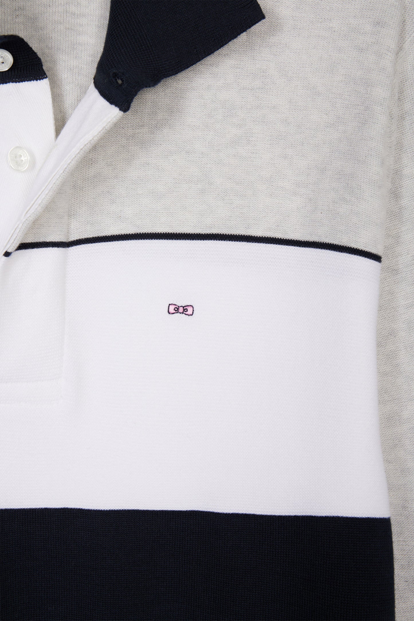 Straight-fit grey cotton jumper with a rugby-style collar