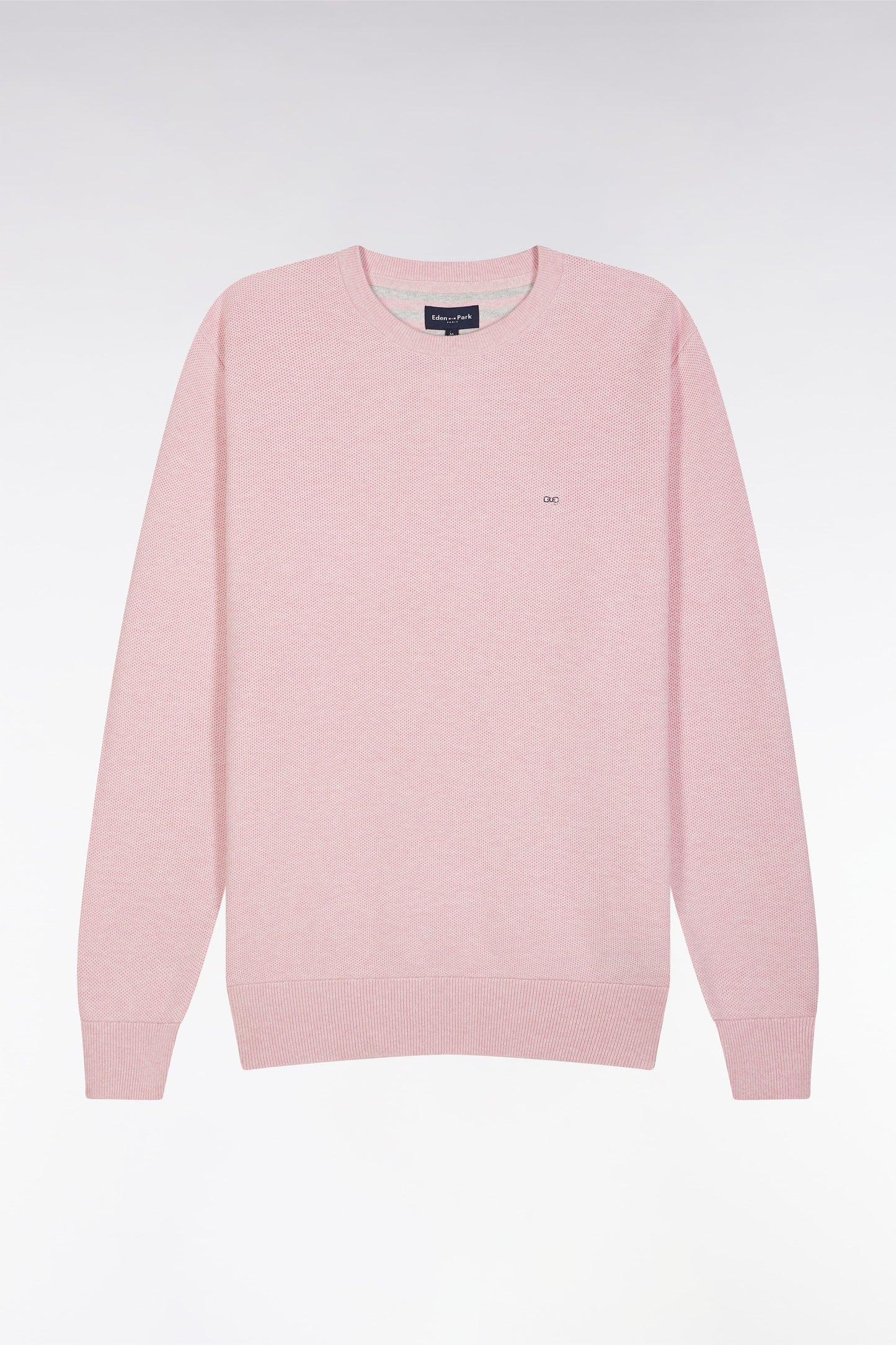 Straight-fit pink honeycomb cotton crew neck jumper