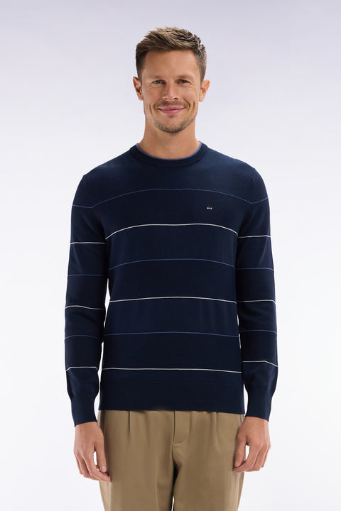 Round-neck navy cotton jumper - Image 1