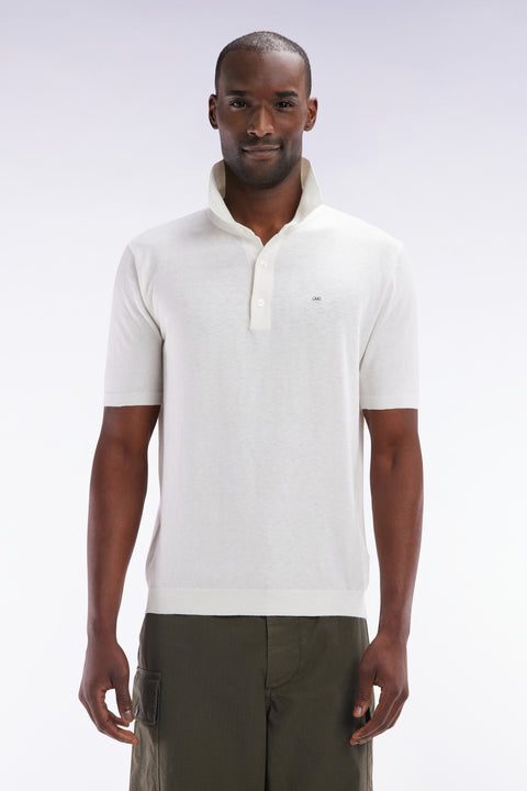 Straight-fit ecru cotton-silk-blend polo neck jumper - Image 1