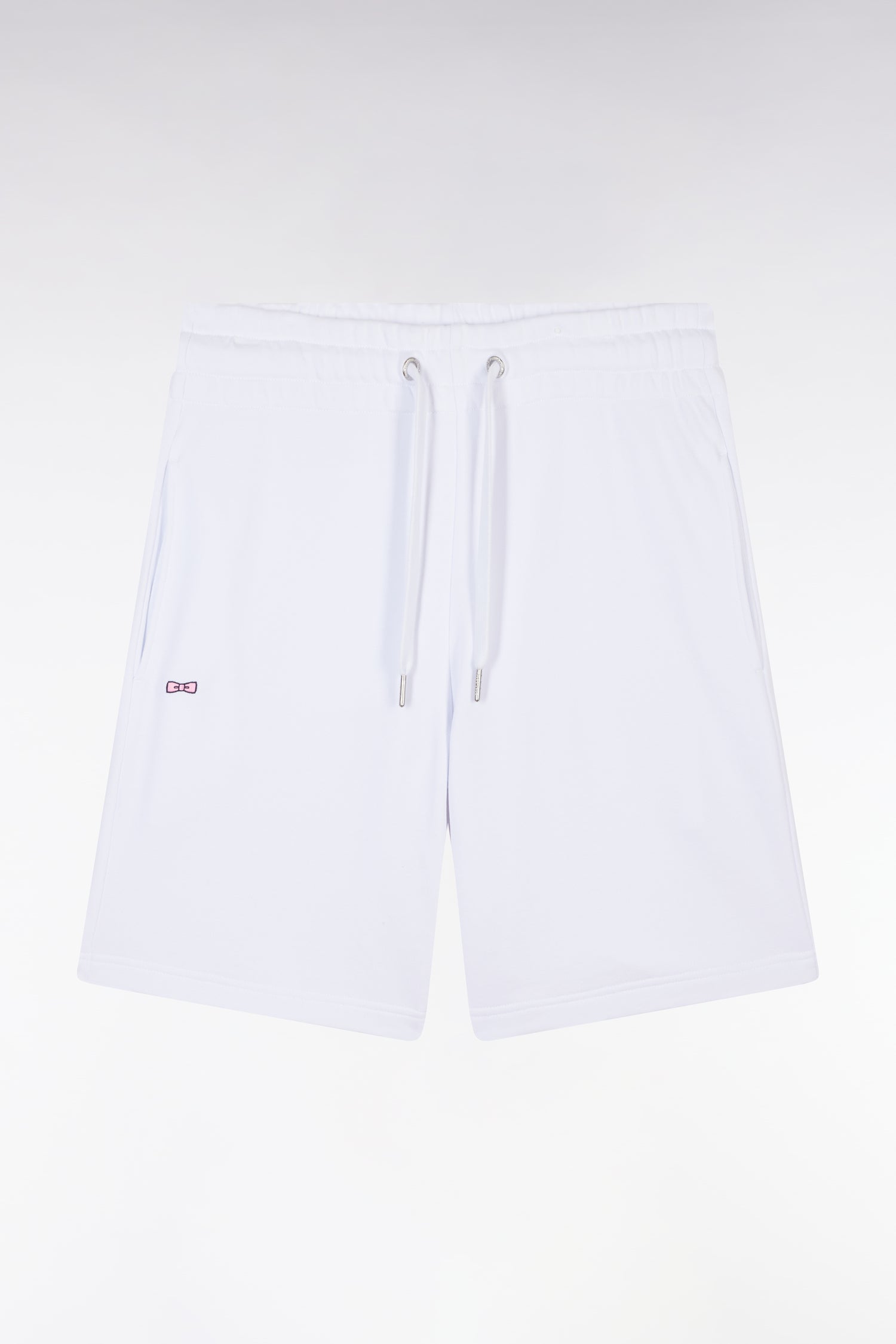 Short en molleton coton blanc coupe droite