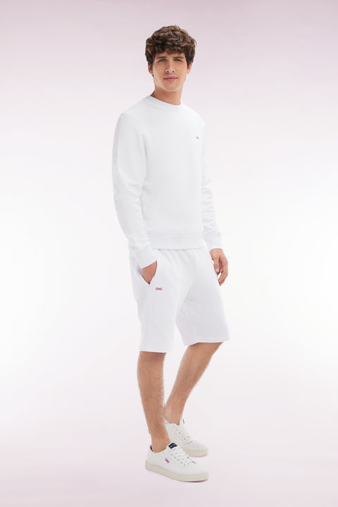Short en molleton coton blanc coupe droite - Image 3