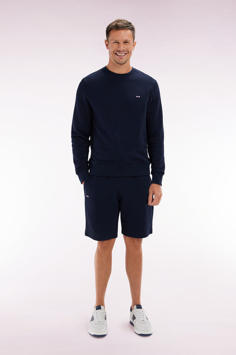 Short en molleton coton marine coupe droite - Image 1