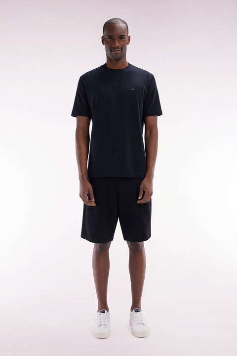 Short en molleton coton noir coupe droite - Image 1