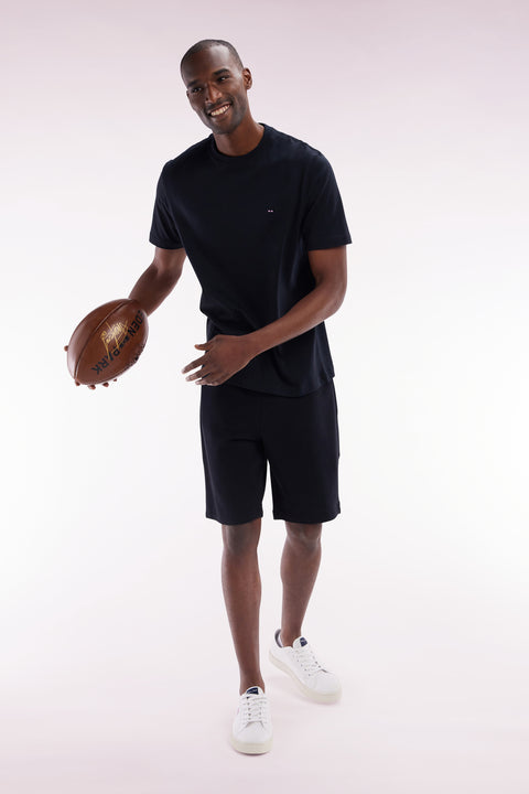 Short en molleton coton noir coupe droite - Image 3