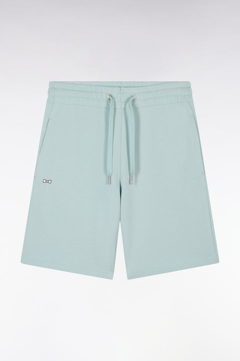 Short en molleton coton vert d'eau coupe droite - Image 2