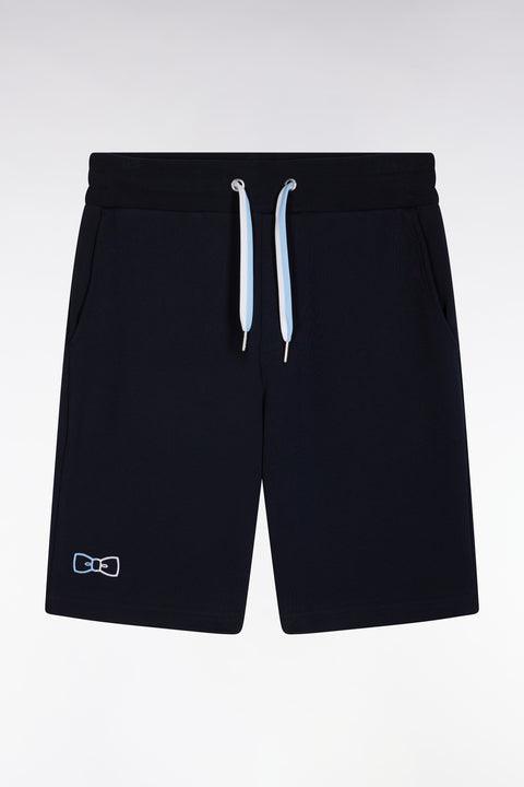 Relaxed-fit navy cotton fleece jogger shorts - Image 2