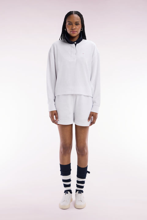 Short en molleton coton mélangé blanc coupe droite - Image 3