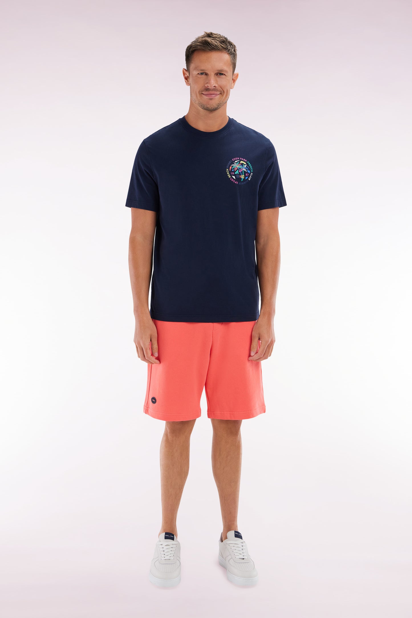 Relaxed-fit oral cotton fleece shorts