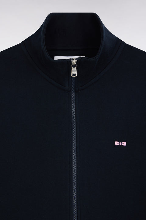 Sweatshirt zippé en coton marine coupe droite - Image 2