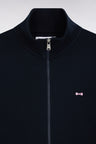 Sweatshirt zippé en coton marine coupe droite